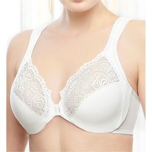NWOT Glamorise 36B Elegance Front Close Underwire Bra 1245 White 127523